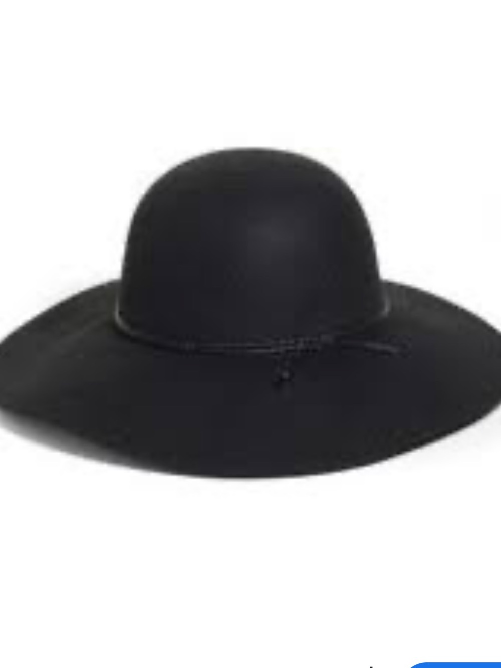 Halogen Black Adjustable Refined Wide Brim Wool Floppy Hat Leather Tie
